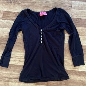 Vintage Juicy Couture Black Cotton Henley